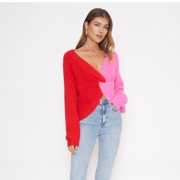 Colorblock Twist Knit Sweater - Picture 1 of 14